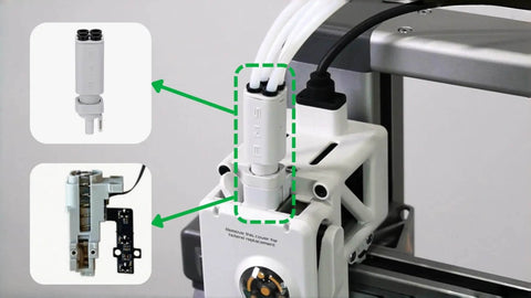 2-In-1 Filament Sensor And Filament Hub Replacement Kit For A1 Mini 3D Printer shown installed, includes Hall Board and 4-In-1 Hub.