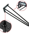 Close-up of Adjustable Black Iron Furniture Legs 35 Cm Tall for DIY Kitchen and Dining Tables, Sofas and Cabinets.