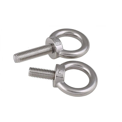 Stainless Steel Shoulder Eye Bolt For Lifting And Hoisting, Beefy Heavy Duty Eye Bolt With Nut, M3-M20 Metric Range, SS304 Corrosion Resistant Hardware, Shoulder Style For Secure Lifts In Industrial Equipment, shown with threaded shank