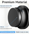 Heavy Duty Black Door Stopper For Wall With Silicone Tip And Spring Shock Absorber To Guard That Sweet Drywall and close-up view of material details.