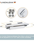 Black Wall Mount Waterfall Tub Faucet With High-Flow Tub Filler, showing dimensions and included parts in product detail image