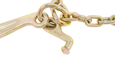 Close-up of G70 V Chain Bridle with Eight Inch Medium J Hooks, showing durable metal construction suitable for towing.