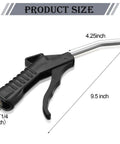 8 Piece Air Blower Nozzle Set With Pistol Grip For Compressor, shown with dimensions of iron barrel and POM handle, black