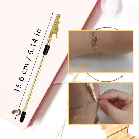 Three Piece Bracelet Helper Tool Set For Easy Necklace And Watch Clasps Zippers And Craft Adjustments In Gold Silver And Rose Gold Finishes Handy At Home Jewelry Fix Kit