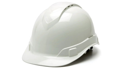 Ridgeline Cap Style Hard Hat With 4-Point Ratchet Suspension, White Vented Safety Helmet For Construction, Durable Comfort Fit, Reverse Orientation Tested For Worksite Ready Daily Grind