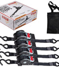 Auto Retract 1 Inch By 12 Foot No-Ratchet Ratchet Straps With Coated S Hooks For Motorcycles ATVs And Bikes packaging and straps