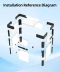 Installation diagram for Upgraded Enclosure Kit For Falshforge AD5X 3D Printer with acrylic panels and screws.