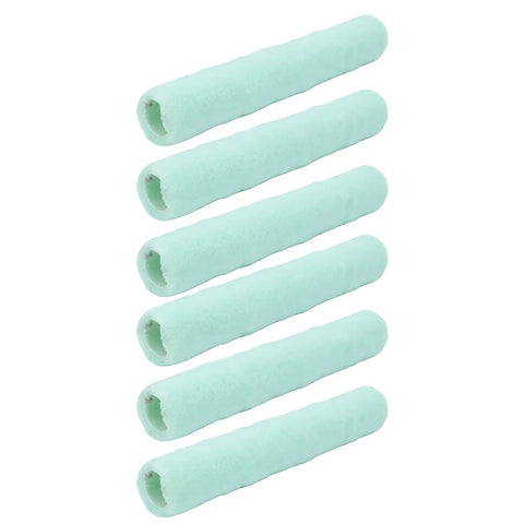 14 Inch Paint Roller Cover For Smooth Walls Heavy Duty Latex Foam Roller Sleeve, five green foam roller sleeves stacked.