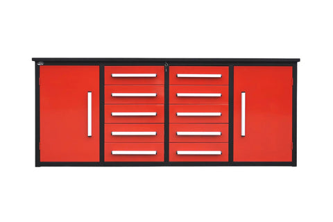 Heavy-Duty Welded Steel Tool Cabinet and Workbench, 10 Locking Drawers with Grippy Liners, 2 Closed Storage Cupboards, Badass Shop Setup to Keep Your Tools Locked Down and Gear Squared Away