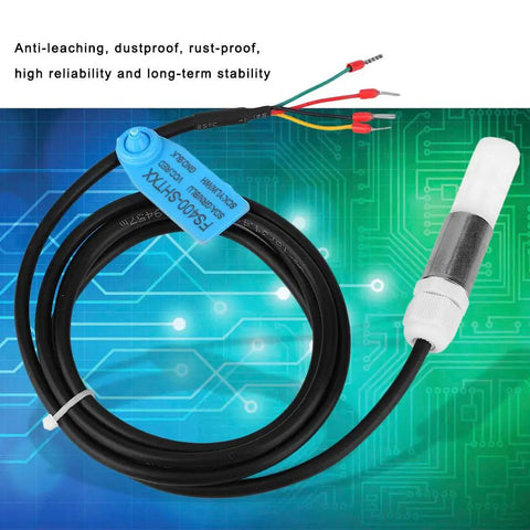 Temperature And Humidity Sensor With I2C Output For Industrial Automation And Greenhouse Monitoring 14 Bit Resolution 3.3 To 5V Stainless Steel Plastic Housing Durable Sensor For Warehouse Control on circuit background