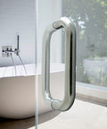 6 Inch Back To Back Shower Door Handle For Glass Doors One Quarter Inch To One Half Inch Thick, Stainless Steel 304 Chrome Finish