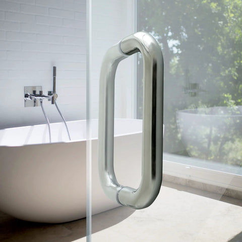 6 Inch Back To Back Shower Door Handle For Glass Doors One Quarter Inch To One Half Inch Thick, Stainless Steel 304 Chrome Finish