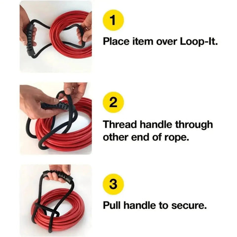 Step-by-step guide on using the Heavy Duty Nylon Cord Strap Organizer Rope for securing generator cords neatly.
