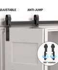 36 Inch Single Bifold Sliding Barn Door Hardware Kit for Closet Doors With Space Saving Track and Quiet, Smooth Rollers, installed view