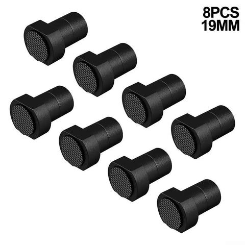 8 Pcs Aluminum Alloy Bench Dog Pack for 19Mm holes showing heavy duty clamps for precise woodworking and milling cuts.