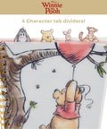 Winnie The Pooh Tab Journal Notebook With 96 Lined Pages, Spiral Bound 8x7 Inch White Vinyl Cover, Four Illustrated Dividers And Tabs