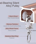 Load-Bearing Silent Alloy Pulley for Built Tough Aluminum Sliding Barn Door Track System, 4.4cm, durable and silent components.