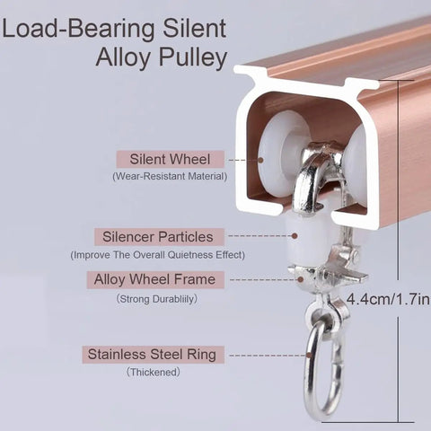 Load-Bearing Silent Alloy Pulley for Built Tough Aluminum Sliding Barn Door Track System, 4.4cm, durable and silent components.