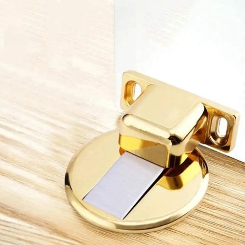 Heavy Duty Green Magnetic Door Stopper With Strong Magnet Keeps Door Open Prevents Slamming And Anti Collision Protection For Wall Floor Mounting In Humid Roustproof Environments Perfect For Homes And Kids, gold color close-up