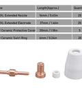 65 Piece Plasma Cutting Electrode Tips Kit High Temperature Resistant Ceramic Copper Consumables Replacement For Plasma Cutters
