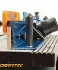 Heavy Duty 24 Inch Router Table Fence System With Rail Coping Sled showing toggle clamp and dust port for precision woodworking.
