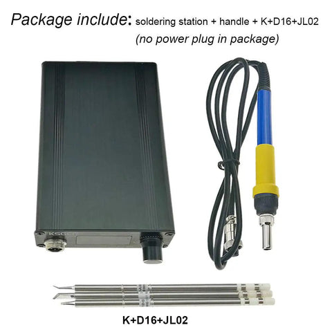 Components of T12 Soldering Iron Station With OLED Display STM32 V2.1S including handle and tips