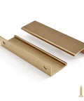 5 Inch Cabinet Pulls 30 Pack Aluminum Alloy Finger Drawer Handles For Dresser And Cupboard With Edge To Edge Comfort Thick And Durable Dope Bronze Finish Easy Install shown with screws