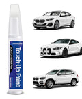 Alpine White 300 BMW Touch Up Paint Kit 2 In 1 Car Scratch Repair Solution shown with BMW 2, 3, 5 Series cars.