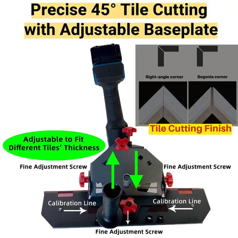 45 Degree Tile Chamfering Tool For 4.5 Inch And 5 Inch Grinders With Adjustable Base Plate For Precise Tile Chamfering