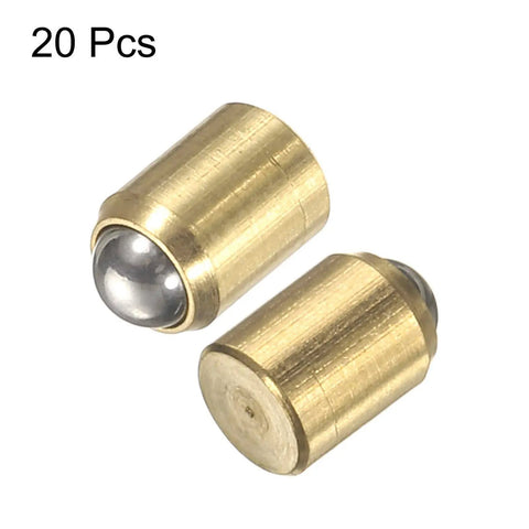Premium Rock Solid Twenty Piece Corrosion Resistant Brass Ball Plungers 4x5 Millimeter showing two brass components with ball ends.