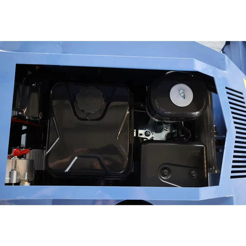 Close-up of engine components in the Beast RC Tracked Lawn Mower With Wireless Remote Control Rugged Grass Cutter for Slopes and Uneven Ground