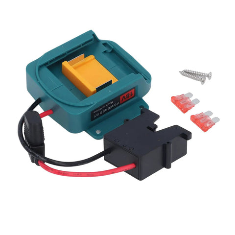 18V Battery Adapter Kit with Wire Harness for BL1850 and BL1860, includes screws and connectors, safe 40A black connector.
