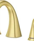 Side view of Eight Inch Widespread Bathroom Sink Faucet Willa With Double Handles In Brushed Gold Finish NSF Certified Push And Seal Drain