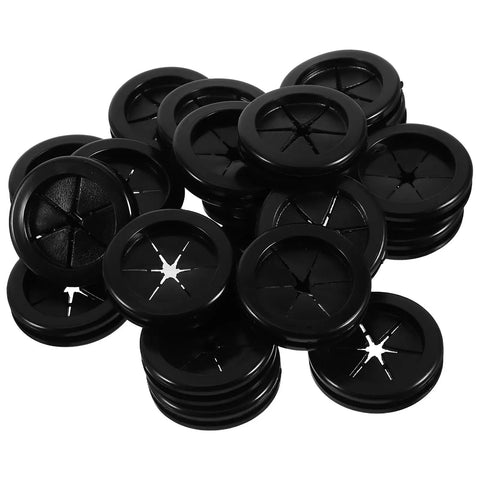 40 Piece Rubber Grommet Kit With Double Sided Hole Plugs For Dope Cable Management, black desk grommets stacked