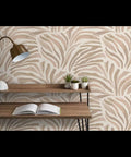 Total Knockout Modern Animal Print Vinyl Wallpaper Featuring A Slick Leather Texture Dang Durability Commercial Grade Wallcovering Easy Paste Install Home Upgrade with beige zebra pattern in a room setting.