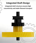 Heavy Duty Hardened Steel Extruder Gear Kit for P2S with Integrated Shaft Design close-up with gears and shaft.