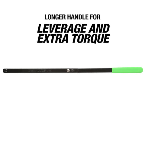 Pro Grade Serpentine Belt Tool Set with 3/8 drive handle and green grip for leverage and torque on tensioner release