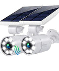 Solar Motion Sensor Flood Lights Outdoor 1400-Lumen 9W Equivalent Aluminum Security Spotlight White 2 Pack for Garden