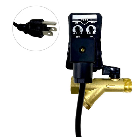 Auto Drain Valve For Air Compressors G1/2 Inch 1.6 MPa 110V AC With US Plug showing timer and connector