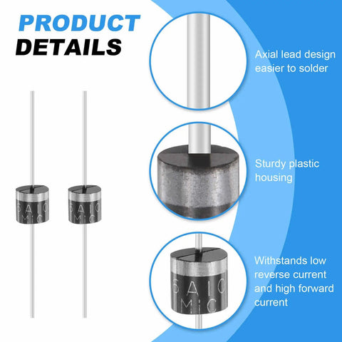 Beefy 6A 1000V Rectifier Diode In R6 Package For Chargers Power Adapters Inverters Motor Drives Industrial Power Supplies And Solar Or UPS Systems With High Current Handling And Reliable Rectification. Axial lead diode with plastic housing