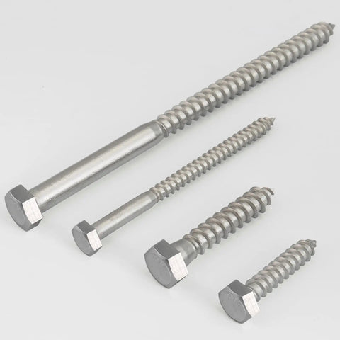 Beefy Three Eighths Inch By One And A Half Inch Hex Head Lag Screws Stainless Steel 304 Grade 14 Pack For Decks TV Mounts Boats And Heavy Woodworking Projects