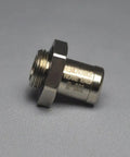 Close-up of the oil drain valve with removable hose end, 12mm-1.25 fit for fast clean oil changes, no stripped threads.