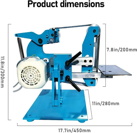 Product dimensions of Absolute Pro Level Belt Sander And Buffer Motor With Brushless Technology for quick knife sharpening.