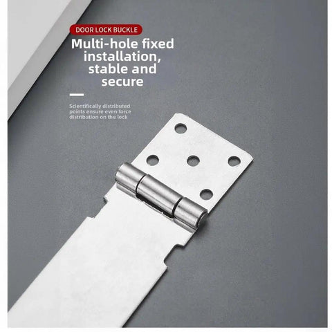 Beefy Stainless Steel Hasp Latch For Barns And Heavy Duty Gates With A Smooth Black Finish tough padlock clasp showing multi-hole installation.