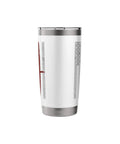 Airplane Pilot American Flag Design Stainless Steel Insulated Tumbler With Dual Wall Keeps Drinks Hot Or Cold Leak Proof Clear Slider Lid BPA Free White Finish.
