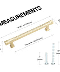 Dimensions of 10 Pack Hammered Bar Cabinet Handles With 5 Inch Center Hole Square Modern Gold Drawer Pulls For Cabinets And Cupboards.