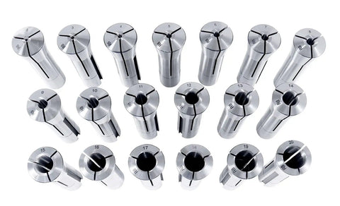 R8 Collets Set 19 Pc 2 To 20 Mm With 1 Mm Increments Pro Grade Hardened And Ground for CNC Milling Lathe and Machining