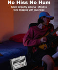 Person playing guitar next to 10-Band Equalizer Pedal For Guitar And Bass With Low-Noise And True Bypass Delivers Clean Signal