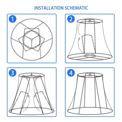 Installation schematic for Double White Lamp Shade Set Of 2 Large Barrel Lampshades For Floor And Table Lamps 6x12x8.5 Inch
