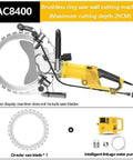 Heavy Hitter 5000W Electric Circular Saw Wall Chaser With 29 Cm Cutting Depth Brushless Motor and Water Fed Dust Control side view.